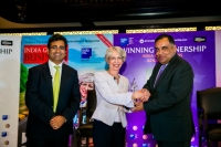 Rt Hon Patricia Hewitt with India Inc. CEO Manoj Ladwa and HE Y K Sinha